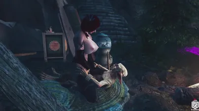Santas Little Helpers: A Red-Haired Beauty and a Mischievous Elf