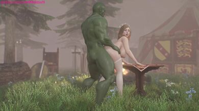 The Orc and Elf, together on the table with Lewd Melissa