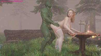 The Orc and Elf, together on the table with Lewd Melissa