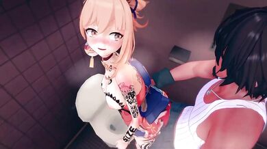 My first time being gangbanged by my classmates in the school bathroom!