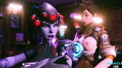 A sexy lady and her lover, both with superpowers! Watch as Widowmaker uses her powers to seduce Tracer in this amazing 3D porn video