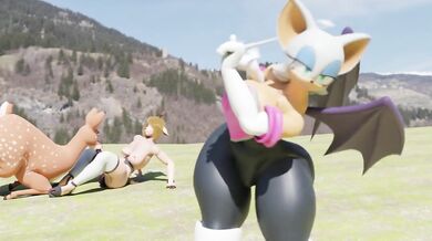 Golf swings with pleasure while blowing on a juicy cock