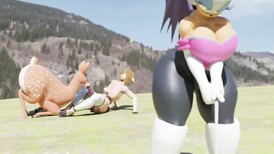 Golf swings with pleasure while blowing on a juicy cock