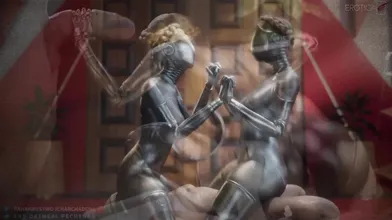 This hentai PORN video features two sluts who engage in a hot lesbian scene while wearing high heels and tight dresses