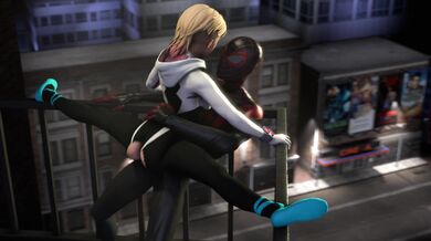 Rated XXX: Gwen and Miles have a threesome with Stacy in the Spiderman universe