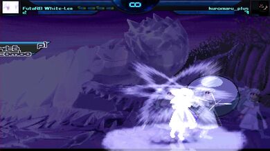 Watch as the sexy MUGEN character Kuromaru gets doggy-style fucked by her master in white lingerie!