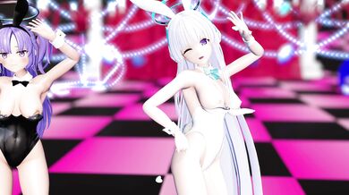 Watch the hot AI Pie dancing in a sexy blue dress while having fun in the dance hall