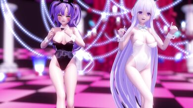 Watch the hot AI Pie dancing in a sexy blue dress while having fun in the dance hall