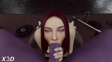 Black Widow Gives Thanos a Blowjob in the Locker Room [Gym Outfit] [X3D] [4K]