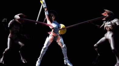 A maidens chest crushed in a fierce battle