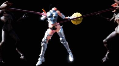 A maidens chest crushed in a fierce battle