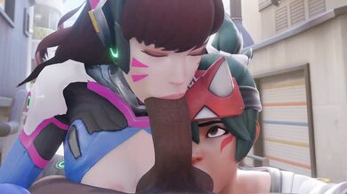 Two curvy girls and a big guy share some sexy times, blacked out with bewyx!