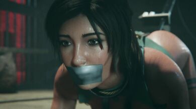Watch Lara get caught in the wild with her panties down as she tries to escape from a pack of hungry wolves