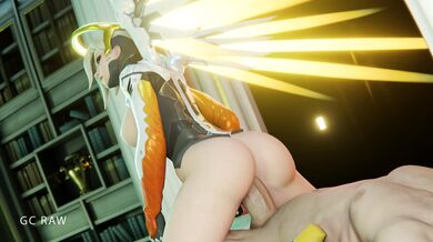 Watch as sexy Mercy gently jumps on top of a cock behind her, thrusting with all her might!