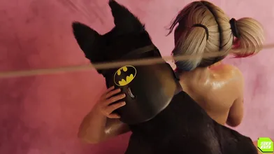 Harley Quinn, Tied and Teased by Ace the Bat-Hound (No Music) - SaintBandit69
