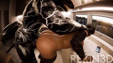 Rio Morales takes a Dirty Doggy Style ride on Venom the giant monster pornstar!