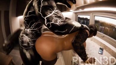 Rio Morales takes a Dirty Doggy Style ride on Venom the giant monster pornstar!