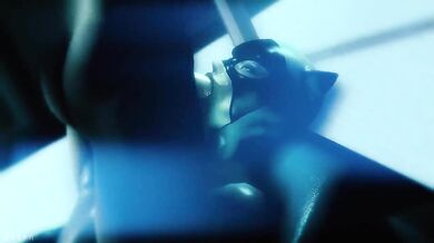 Purring with Pleasure, Catwoman Deepthroats a Huge Black Cock in the Kitchen Table