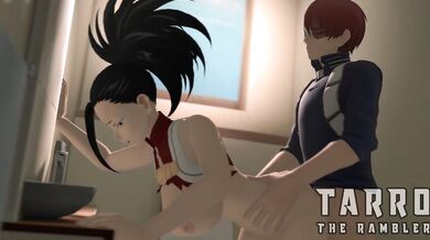 Yaoyorozu and Todoroki take a break in the bathroom, but things get heated with a little help from Rambler