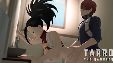 Yaoyorozu and Todoroki take a break in the bathroom, but things get heated with a little help from Rambler