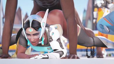 Watch Symmetra and her bulldog Blacked get banged by Cawneil in a no-woman-allowed porn video