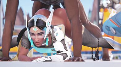 Watch Symmetra and her bulldog Blacked get banged by Cawneil in a no-woman-allowed porn video