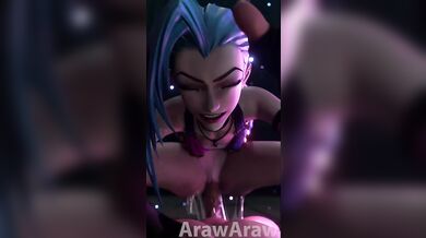 The sexy Jinx mounts her normal dildo while moaning loudly in this raw and uncut ARAWARAW hentai PORN video