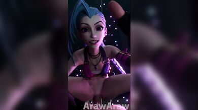 The sexy Jinx mounts her normal dildo while moaning loudly in this raw and uncut ARAWARAW hentai PORN video