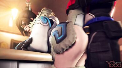 This is a hentai porn video featuring Overwatch character Soldier: 76, and Mei from Fortnite, as they engage in sexual intercourse with Colonel Yobo