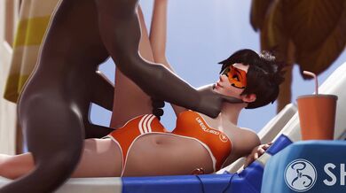 Tracer’s side job as a lifeguard (Blacked) [Shadylewds]