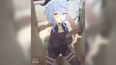 Twin Hand Job Massage Ride with Ganyu