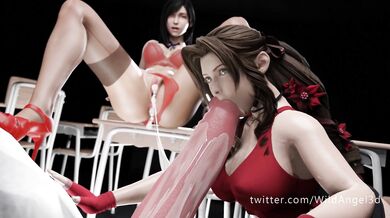 Aerith Gainsborough Blowjob and Cum with Tifa Lockhart Red Style