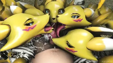 Supersize My Tentacles! Kesprs Quintuple Renamon POV Loop