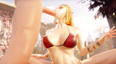 Watch as Princess Zelda strips down to her sexy bikini and gets ravaged by the mythical creature Megaera in this 4k HD Hentai PORN video!