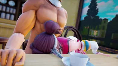 Experience the thrill of a risky blowjob in the KhaoMMD public shop!