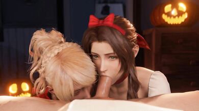 Lunafreya and Aerith Double BJ Trick or Treat - Lazy Procrastinators Halloween Nightmare