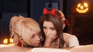Lunafreya and Aerith Double BJ Trick or Treat - Lazy Procrastinators Halloween Nightmare