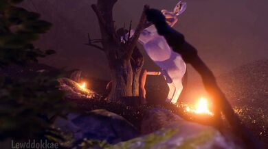 Futa Lara gets taken from behind by a centaur LewdDokkae while being restrained on all fours