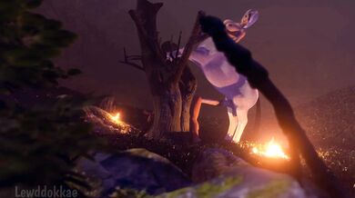 Futa Lara gets taken from behind by a centaur LewdDokkae while being restrained on all fours