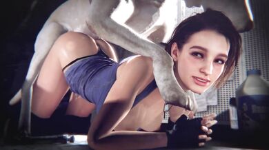 Watch the horny Jill and her dog Bayern in this classic remastered hentai video!