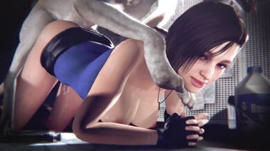 Watch the horny Jill and her dog Bayern in this classic remastered hentai video!