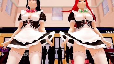 Sexy anime babes go wild with giant dongs and cumshots