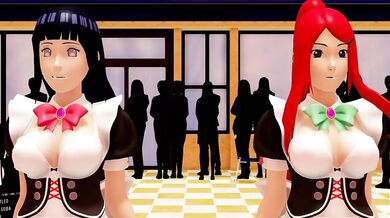 Sexy anime babes go wild with giant dongs and cumshots