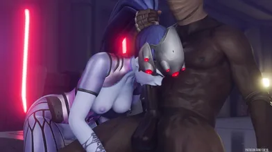 Breakfast with Widowmaker, Facefucking the White or Black MILF (Latex Makina)