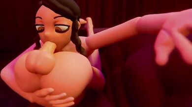 Anime Girl Sucks Her Cock On The Couch (Sound)