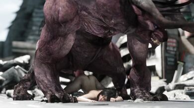 Gigantic Behemoth Creature Destroys Tifa Lockhart in an Instant, Nude Zombie Porn (4K)