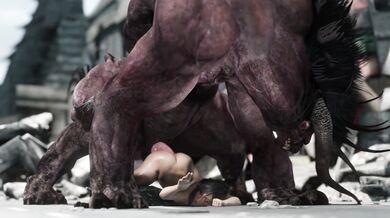 Gigantic Behemoth Creature Destroys Tifa Lockhart in an Instant, Nude Zombie Porn (4K)