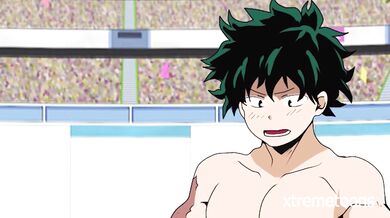 Mei Hatsume and Deku fuck in public during an explosive 3-way with their teacher in this Xtremetoons hentai PORN video