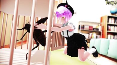 Sexual adventure of a big-titted demoness with giant insects!