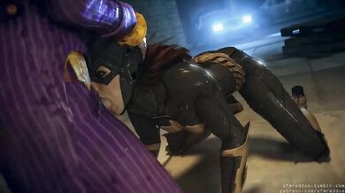 The Joker, with a skull-shaped dildo, violates Batgirl in a red room